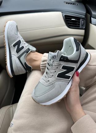 Отличные женские кроссовки new balance 574 light grey gum светло-серые2 фото