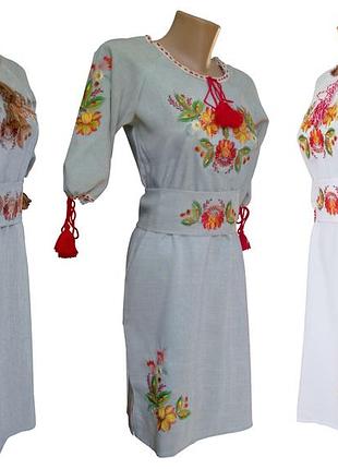 Женское вышитое платье «петриковская роспись»