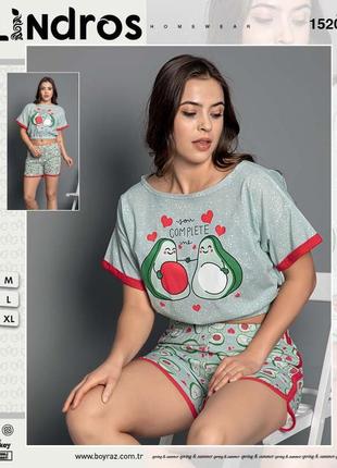 Комплект женский  футболка на резинке+высокие шортики1 фото