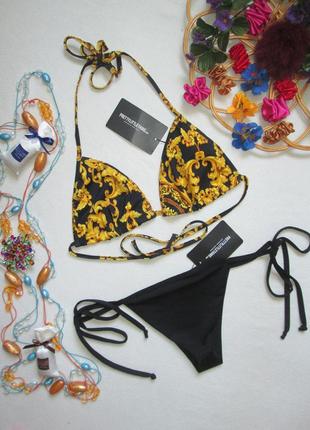 Суперовый раздельный купальник шторка в орнамент на завязках prettylittlething.