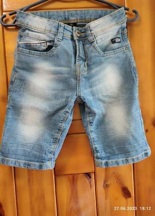 Шорты джинсовые стрейчевые для мальчика на 8-12 лет рост 128-146 см.