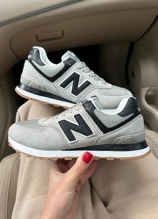 Отличные женские кроссовки new balance 574 light grey gum светло-серые