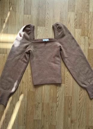 🎀 новый свитер кофта h&m с объемными рукавами и квадратным декольте укороченный весенний тренд 2024 🎀