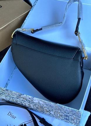 Женская сумка christian dior saddle bag with strap black4 фото