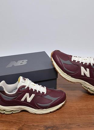 New balance 2002r burgundy кожаные кроссовки оригинал m2002rvh