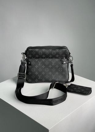 Чоловіча сумка louis vuitton trio messenger grey/blue4 фото