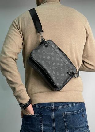 Чоловіча сумка louis vuitton trio messenger grey/blue6 фото