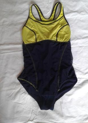 Черный с желтым спортивный слитный купальник в бассейн или на пляж speedо батал3 фото