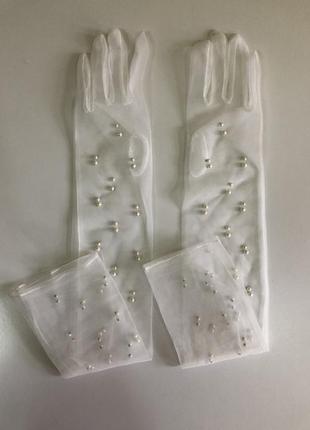 Жіночі довгі фатинові рукавички перчатки 7667 фото