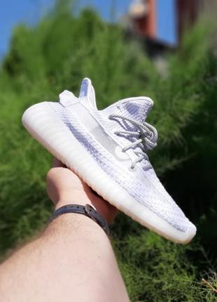 Круті трендові жіночі кросівки adidas yeezy boost 350 сірі з білим повний рефлектиф2 фото