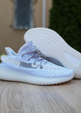 Круті трендові жіночі кросівки adidas yeezy boost 350 сірі з білим повний рефлектиф4 фото