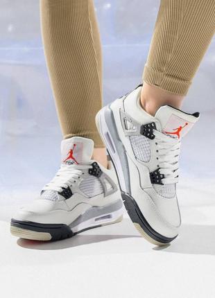 Женские кроссовки air jordan 4 retro white cement