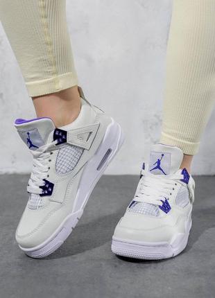 Женские кроссовки air jordan 4 retro white metallic purple