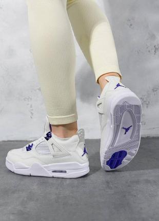 Женские кроссовки air jordan 4 retro white metallic purple2 фото