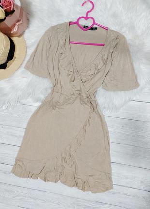 Нюдовое платье бежевое с имитацией запаха платья беж 44 46 разграждений6 фото