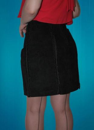 Замшевая юбка юбочка мини короткая бархатистая с вышивкой вышиванка с натуральной кожи кожаная