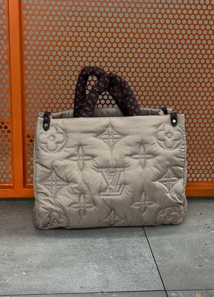 Сумка louis vuitton puff onthego gm beige1 фото