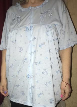 Трикотажна домашняя кофтинка,футболка для сну с коротким рукавом 50/58❌распродаж❌.1 фото