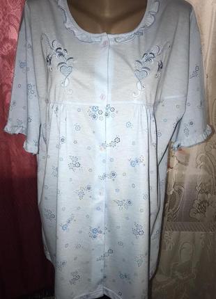 Трикотажна домашняя кофтинка,футболка для сну с коротким рукавом 50/58❌распродаж❌.3 фото