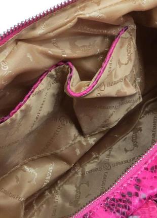 Жіноча сумка з натуральної шкіри під рептилію giorgio ferretti рожева8 фото