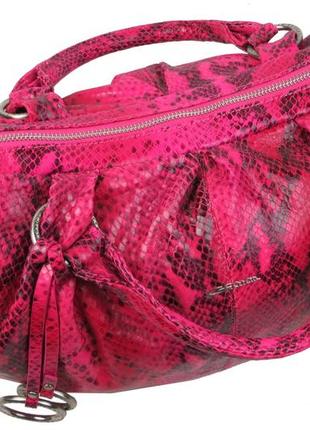 Жіноча сумка з натуральної шкіри під рептилію giorgio ferretti рожева6 фото