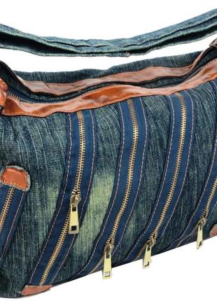 Женская  сумка fashion jeans bag темно-синяя3 фото