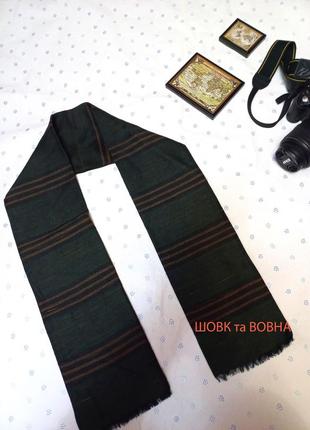 Тонкий шелковый шерстяной шарф классика в полоску2 фото