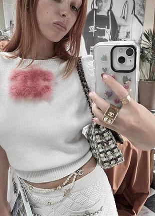 Футболка в стилі chanel американка чорна біла