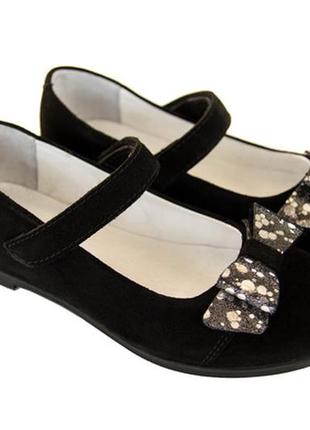 Шкіряні туфлі для дівчинки мальви 109ш-321f чорні