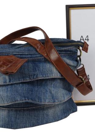 Женская джинсовая сумка fashion jeans bag синяя4 фото