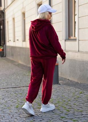 Велюровый женский костюм батал❤️‍🔥 комплект худи и штаны качественный с вышивкой3 фото