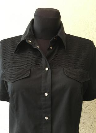 Базовая чёрная рубашка с коротким рукавом/блуза/тениска2 фото