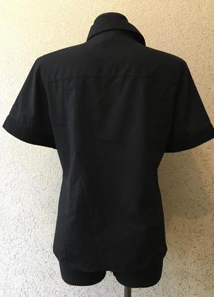 Базовая чёрная рубашка с коротким рукавом/блуза/тениска5 фото