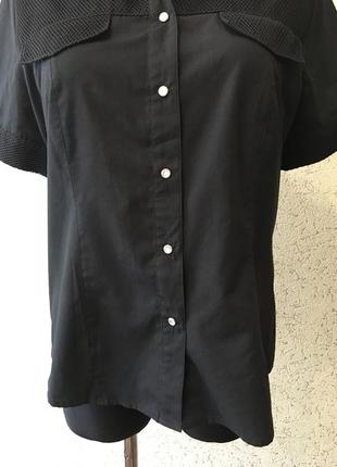 Базовая чёрная рубашка с коротким рукавом/блуза/тениска3 фото