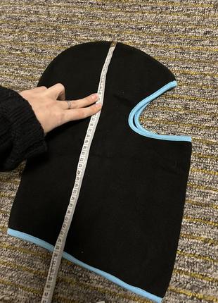 Мягкая черная термо балаклава лыжная на флисе флис с голубым контуром