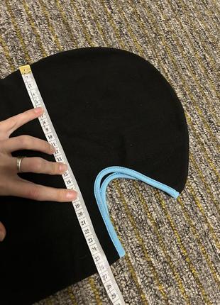 Мягкая черная термо балаклава лыжная на флисе флис с голубым контуром