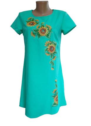 Платье с цветочным орнаментом и свободным кроем «солнечник»2 фото