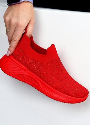 Красные текстильные кроссовки - спортивные мокасины2 фото