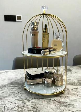 Органайзер для косметики этажерка подставка золото