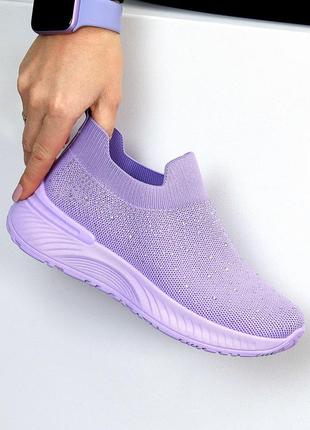 Текстильные кроссовки - спортивные мокасины сиреневого цвета3 фото