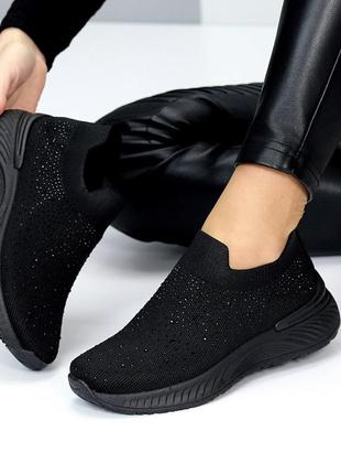 Черные текстильные кроссовки - спортивные мокасины5 фото