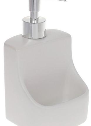 Дозатор для мийного засобу "white" 400 мл, 9.8х9.5х18 см із підставкою для губки, білий