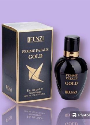 Jfenzi femme fatal gold парфумована вода 100 мл пряна фруктова квіткова жіноча (духи парфуми парфум для жінок)