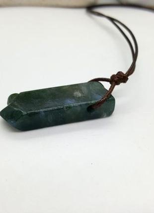 🍀💚 кулон "брусочек" на шнурке натуральный камень моховый агат4 фото