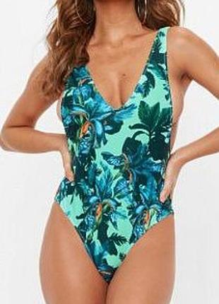 Суперовый слитный купальник в тропический принт missguided 🌺🌴🌺