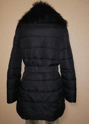 Теплая женская удлиненная черная куртка, полупальто moda at george6 фото