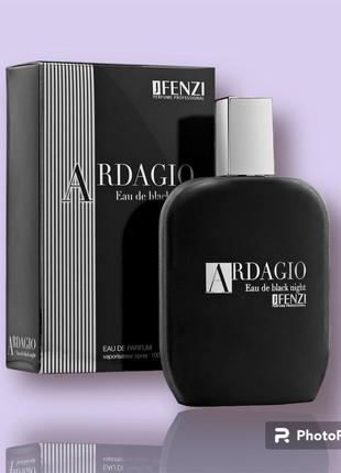 Jfenzi ardagio eau de black night парфюмированная вода 100 мл древесная пряная амбровая восточная мужская (духи парфюм для мужчин)1 фото