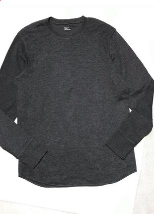Реглан / лонгслив темно-серого цвета брендовый лонгслив с длинным рукавом, размер м1 фото