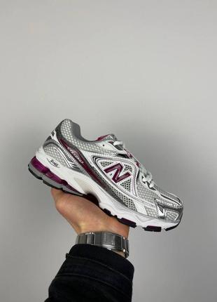 Женские кроссовки серебристые с фирлетовым в стиле new balance 1064 silver violet3 фото