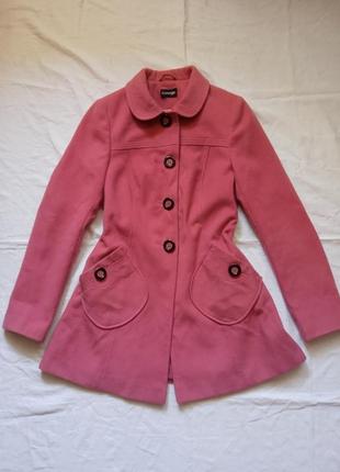 Пальто миди укорочене рожеве пальтишко розовое женское теплое демисезон весна осень1 фото